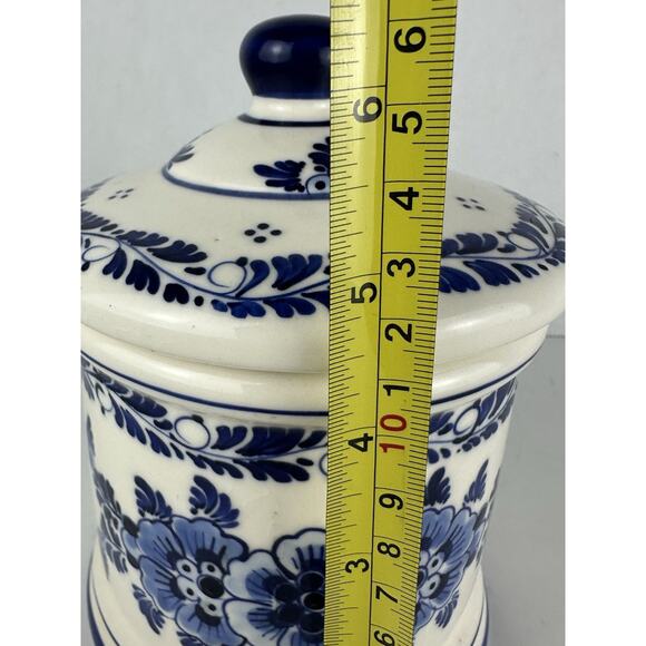 Delft Blue & White Ginger Jar 6.25" Floral Design Hollander Hand Painted - Picture 4 of 10